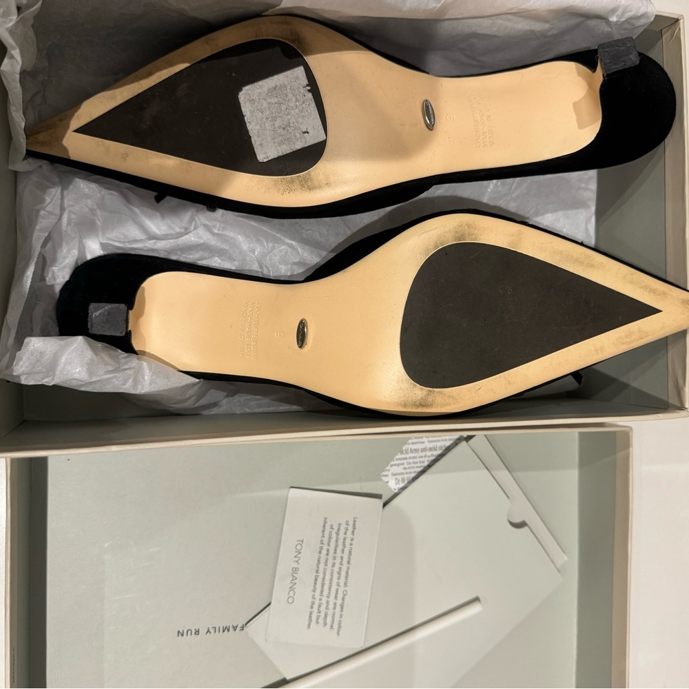 Tony Bianco Kae Black Suede Pointed Mule Heels - Picture 3 of 3